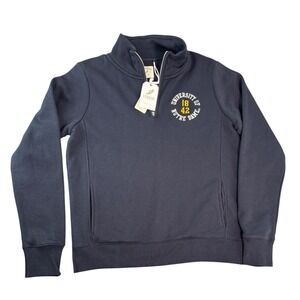 NWT University of Notre Dame Quarter Zip Sweatshirt Womens Medium Navy Blue